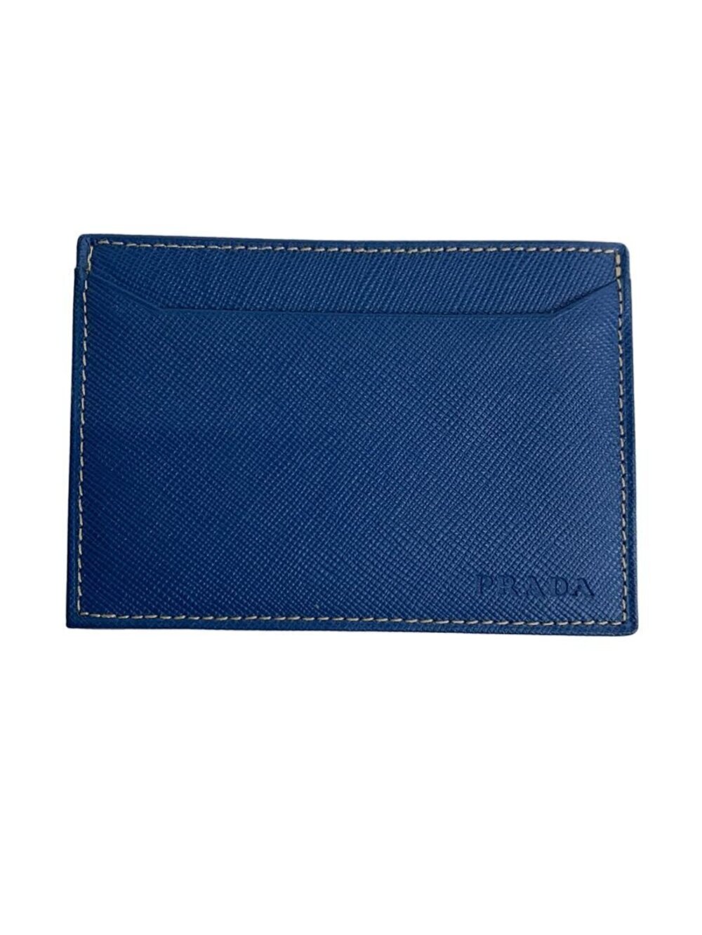 Prada Card Case Wallet Leather Blue